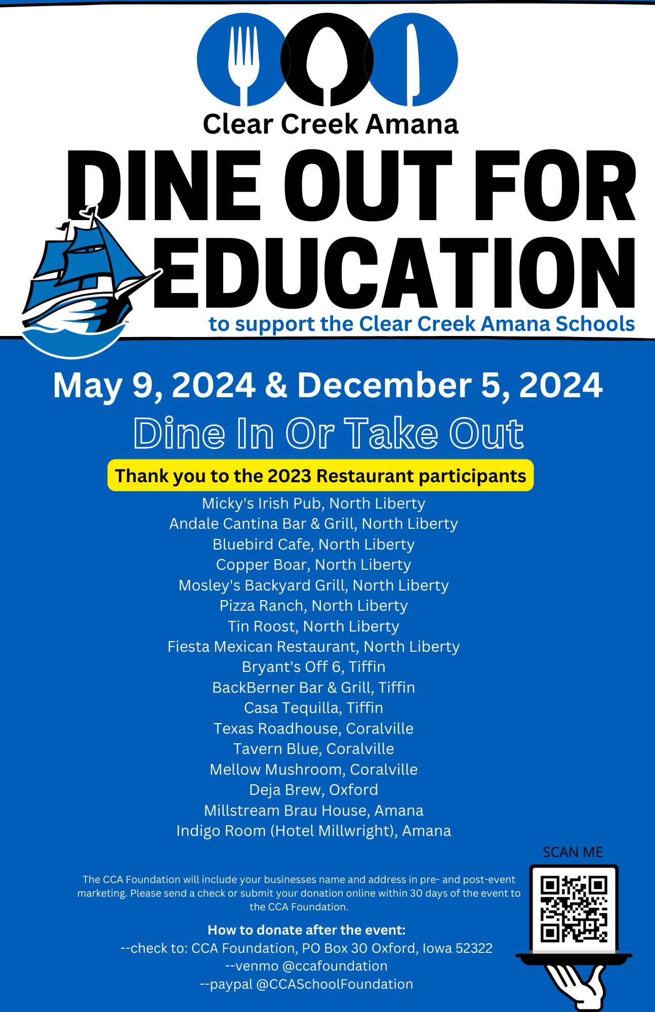 CCA dine out for education